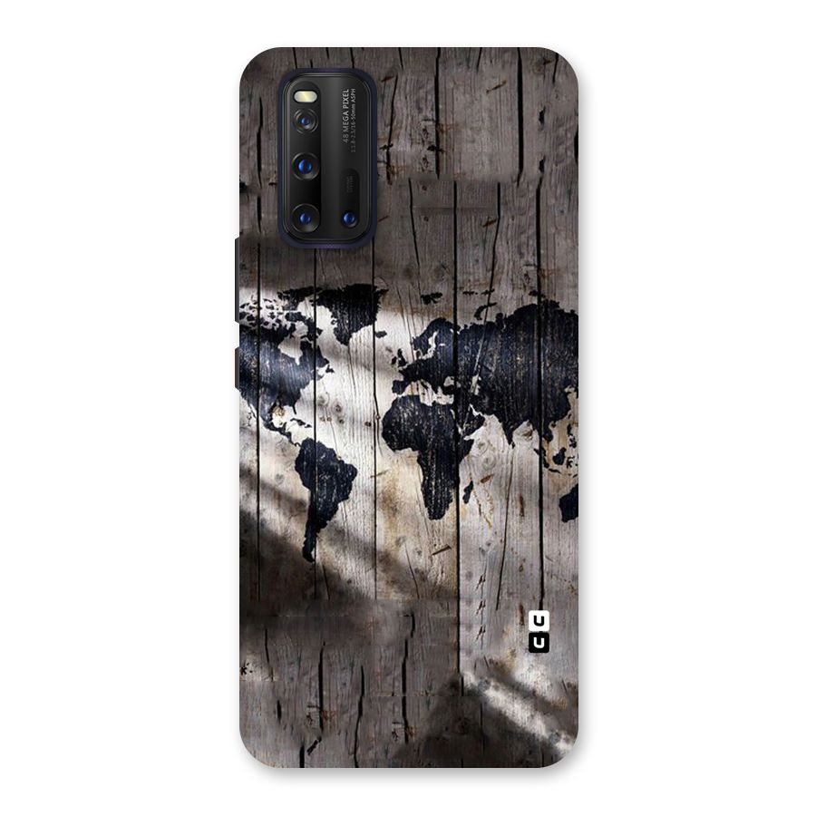 World Map Wood Design Back Case for Vivo iQOO 3