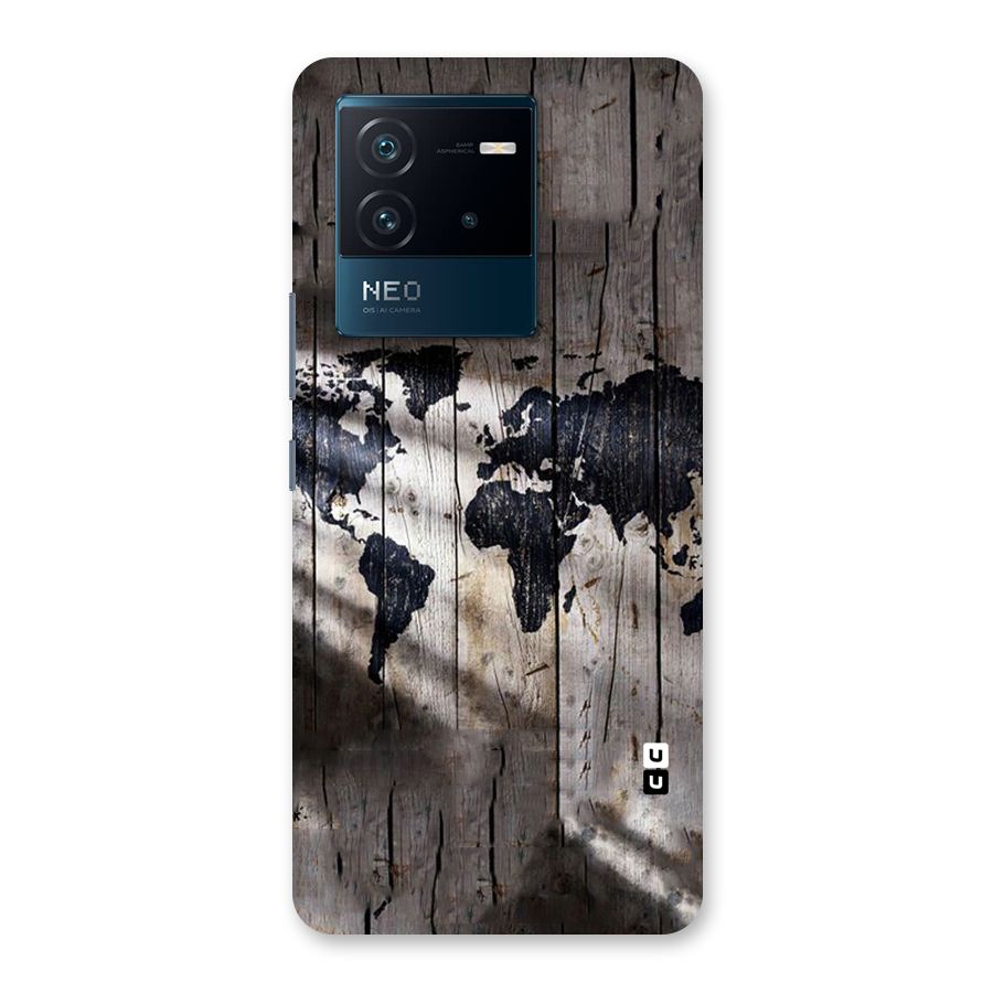 World Map Wood Design Back Case for Vivo iQOO Neo 6 5G