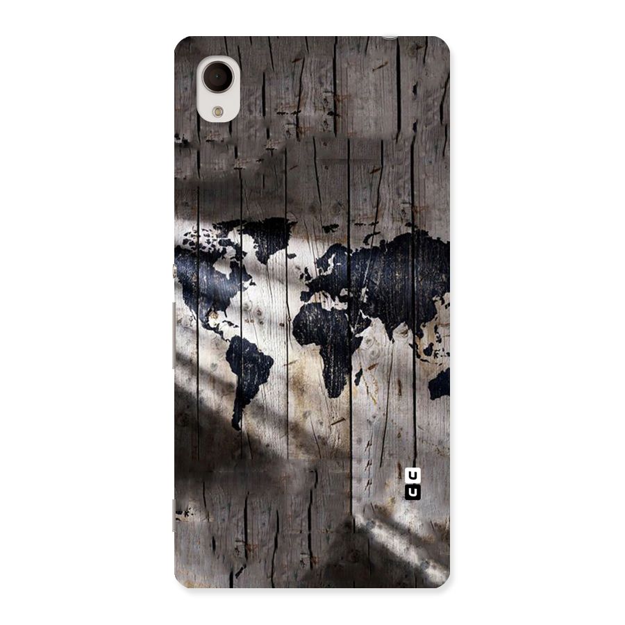 World Map Wood Design Back Case for Xperia M4 Aqua