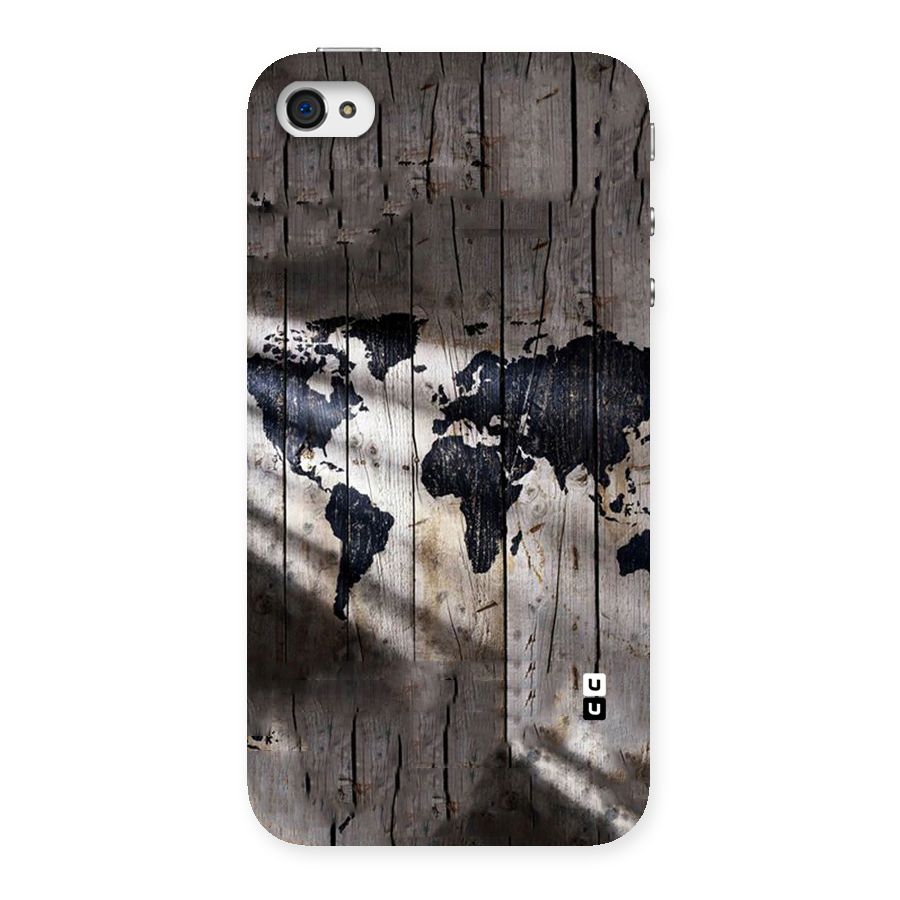 World Map Wood Design Back Case for iPhone 4 4s