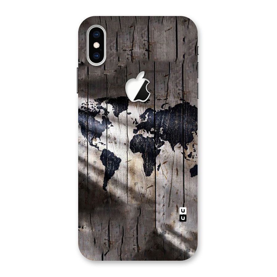 World Map Wood Design Back Case for iPhone XS Max Apple Cut