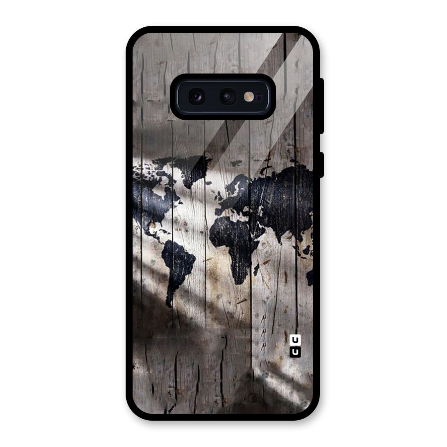 World Map Wood Design Glass Back Case for Galaxy S10e