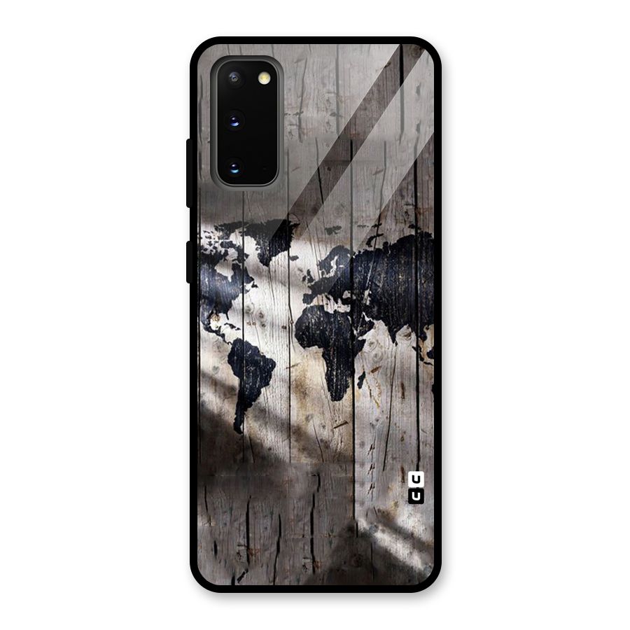 World Map Wood Design Glass Back Case for Galaxy S20