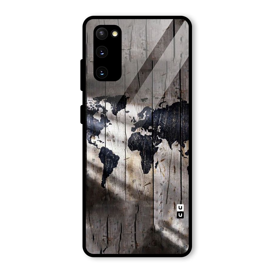 World Map Wood Design Glass Back Case for Galaxy S20 FE