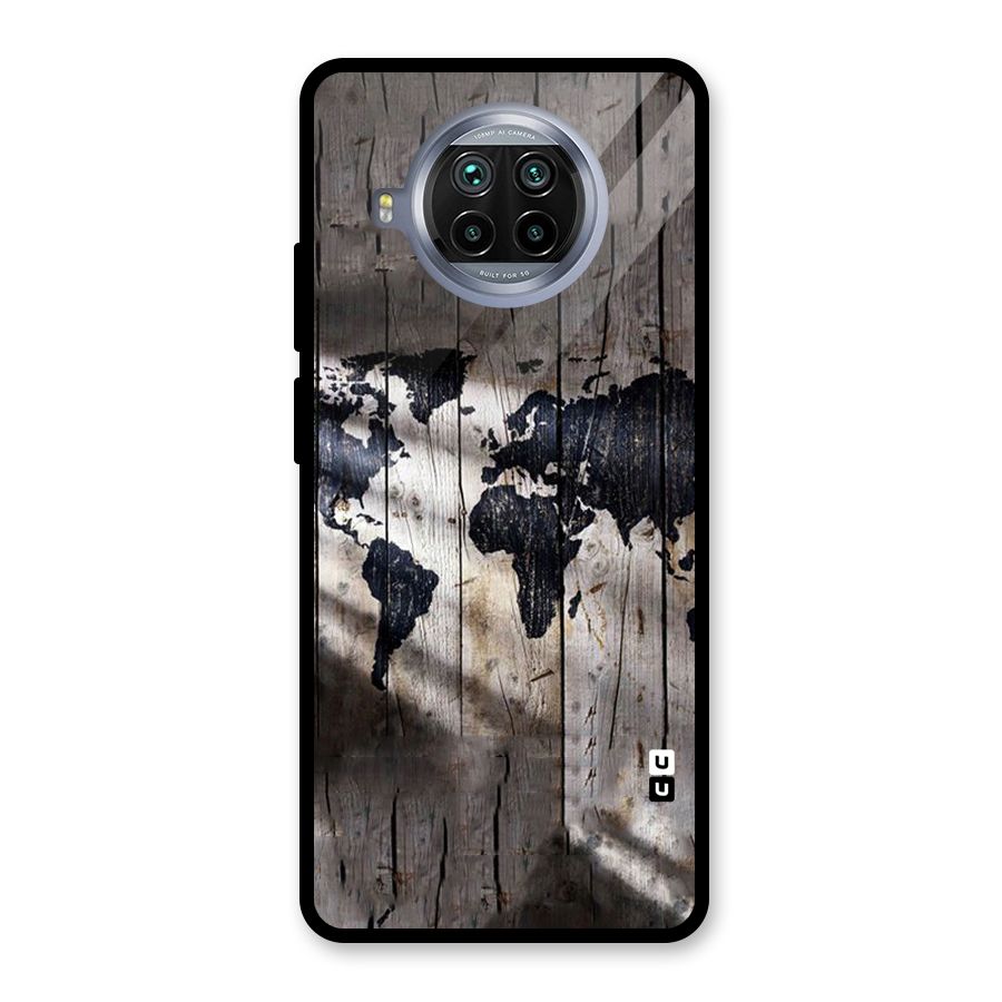World Map Wood Design Glass Back Case for Mi 10i