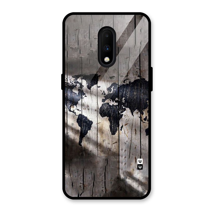 World Map Wood Design Glass Back Case for OnePlus 7