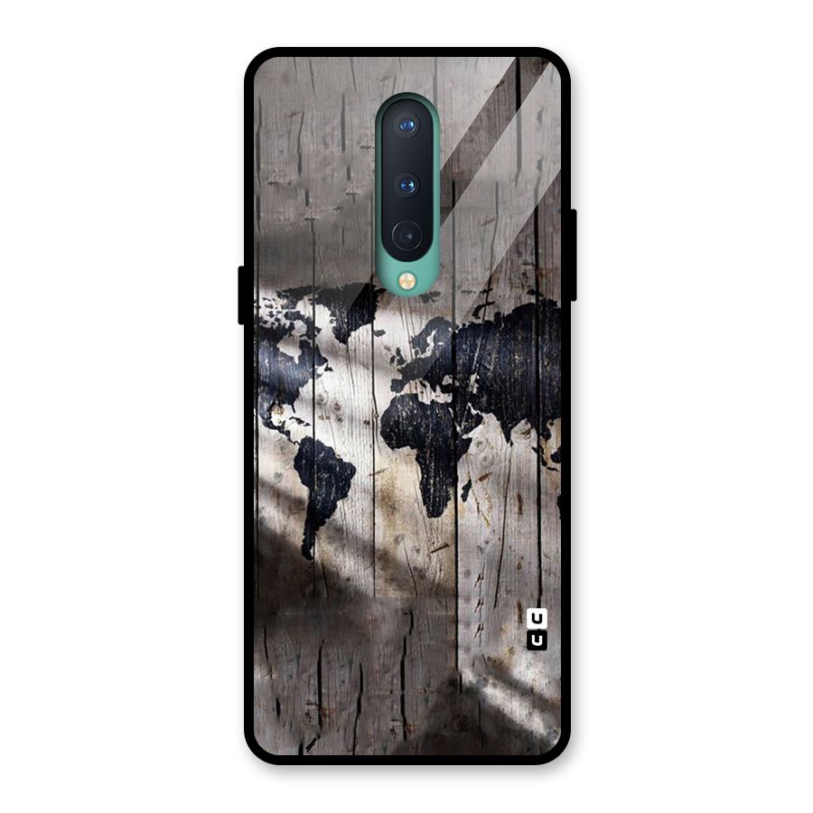 World Map Wood Design Glass Back Case for OnePlus 8
