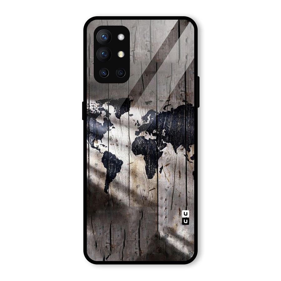 World Map Wood Design Glass Back Case for OnePlus 9R