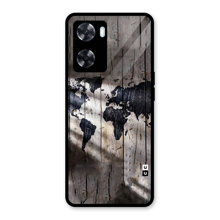 World Map Wood Design Glass Back Case for Oppo A77