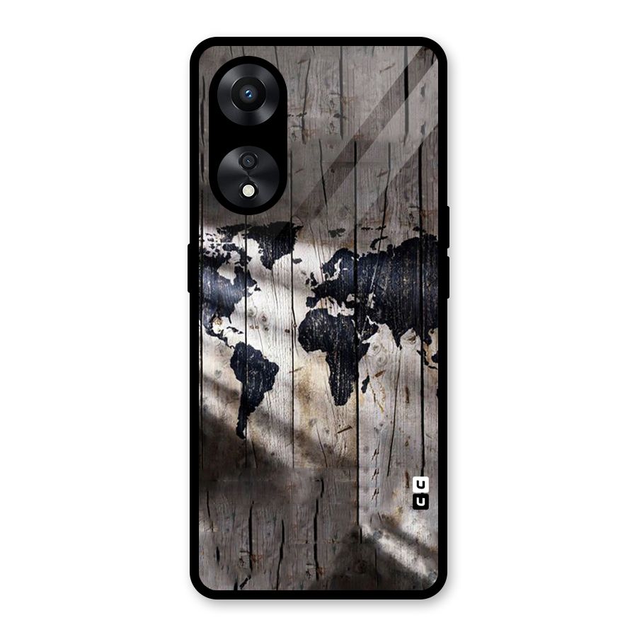 World Map Wood Design Glass Back Case for Oppo A78