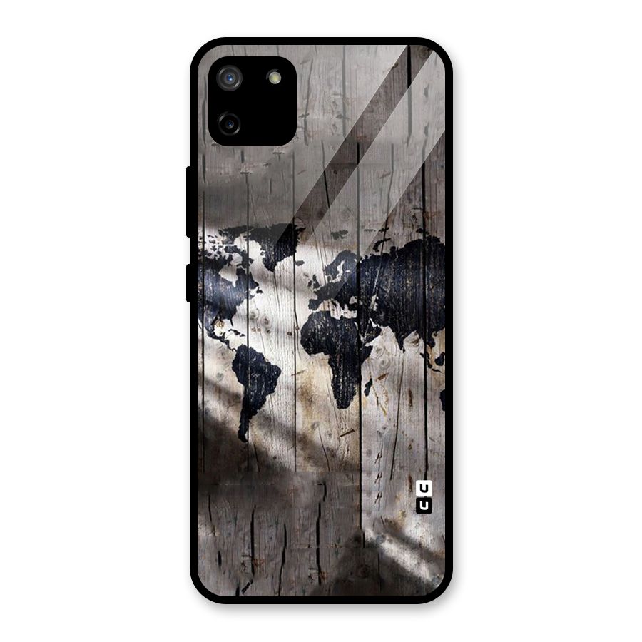World Map Wood Design Glass Back Case for Realme C11