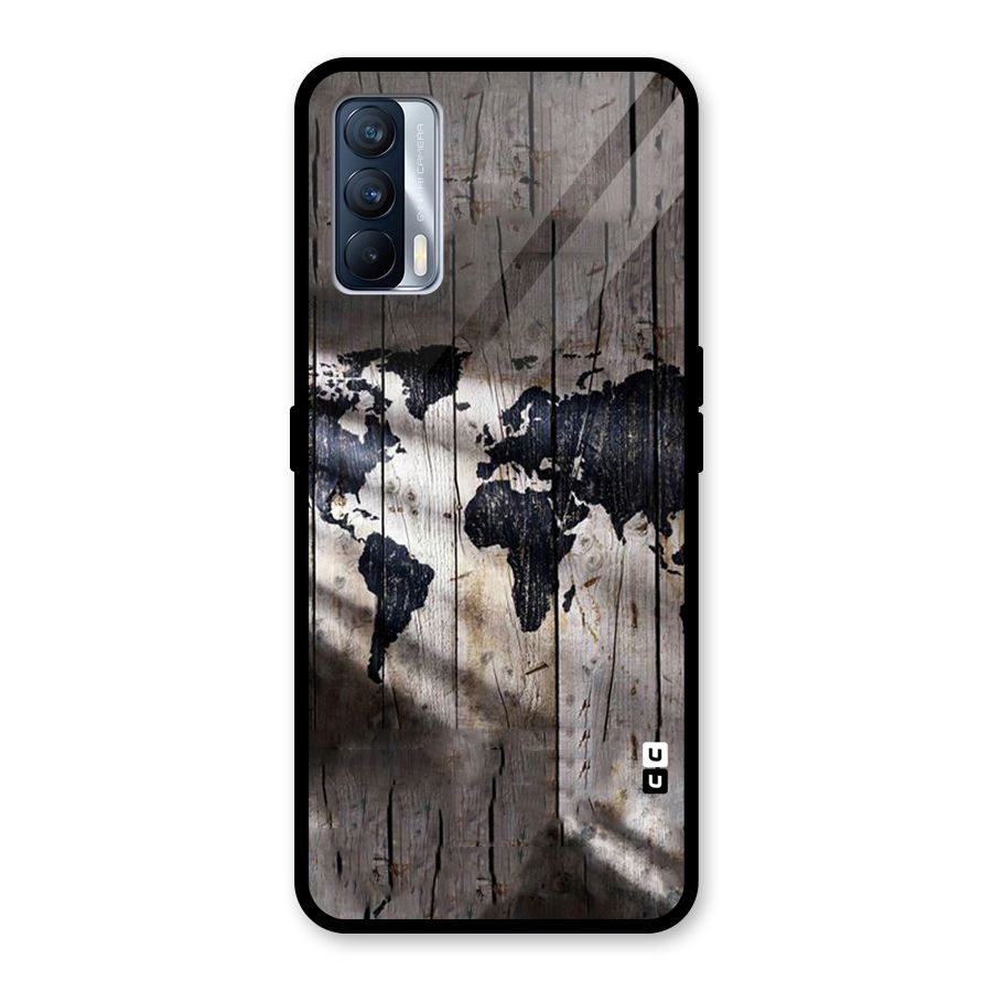 World Map Wood Design Glass Back Case for Realme X7