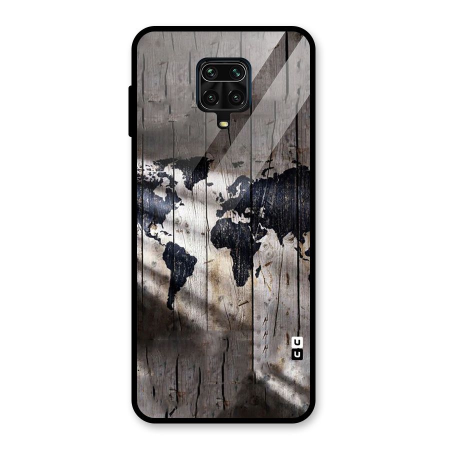 World Map Wood Design Glass Back Case for Redmi Note 10 Lite