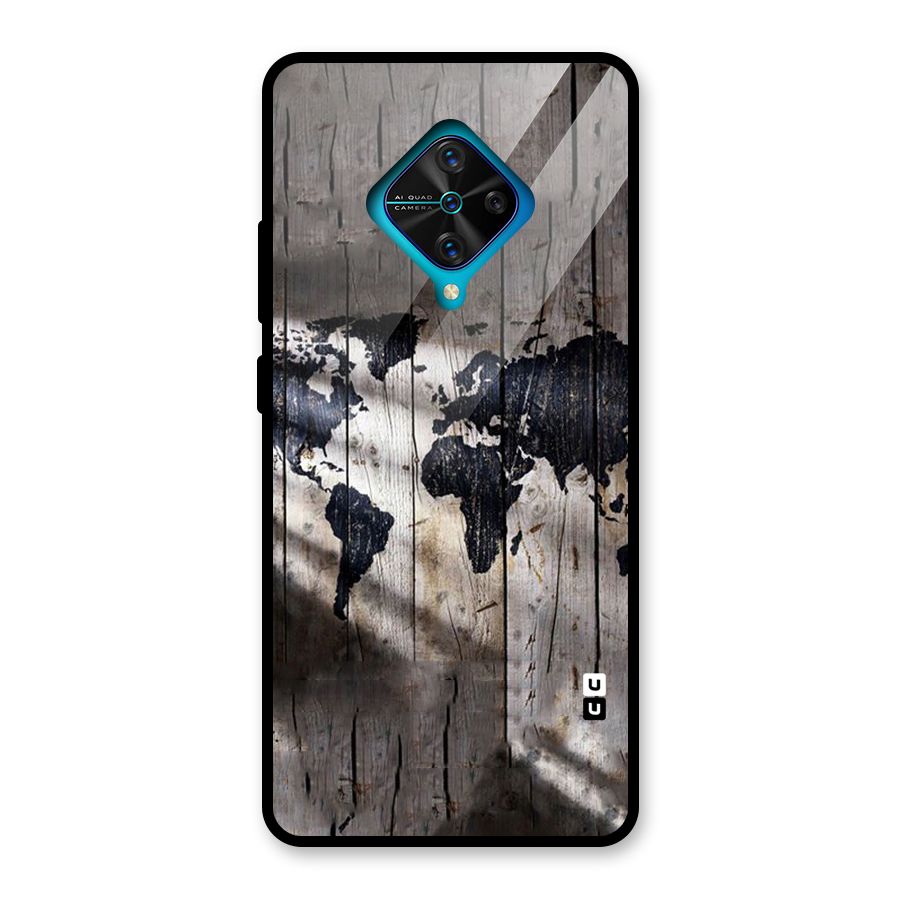 World Map Wood Design Glass Back Case for Vivo S1 Pro