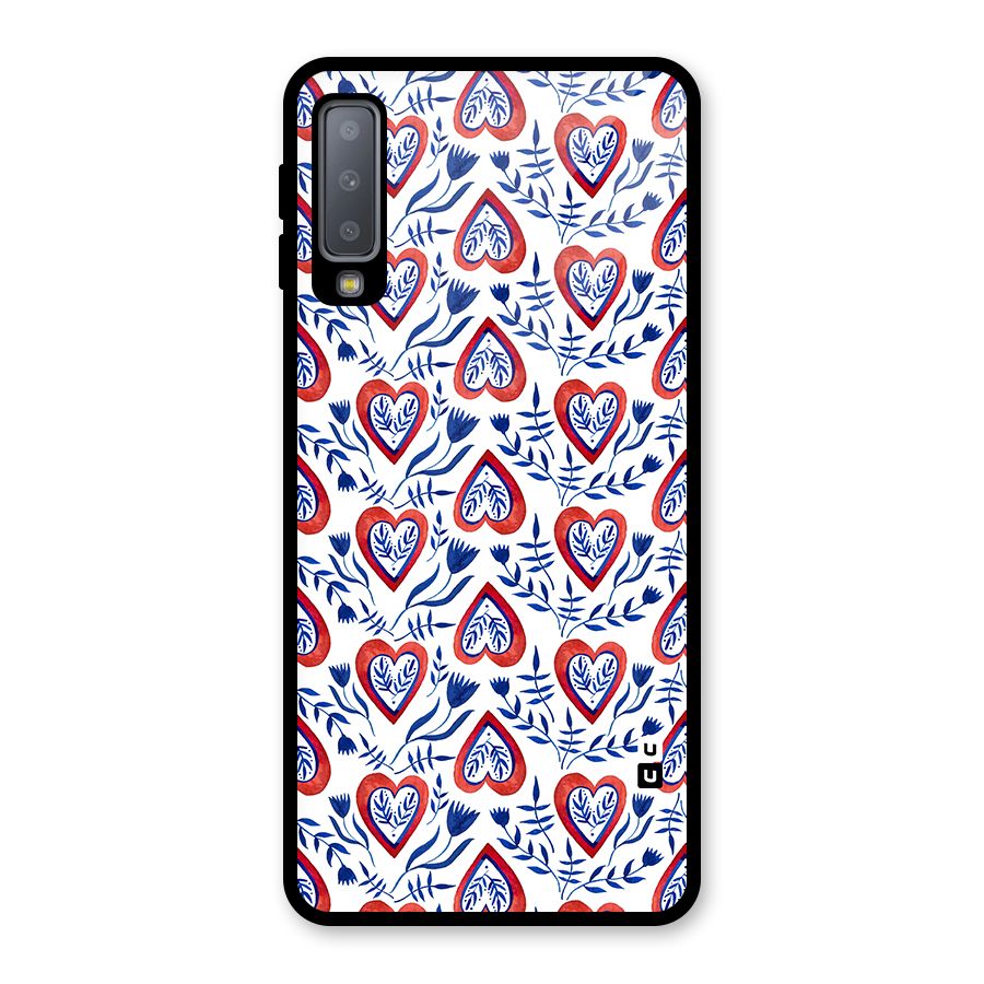 Wrapping Hearts Pattern Glass Back Case for Galaxy A7 (2018)