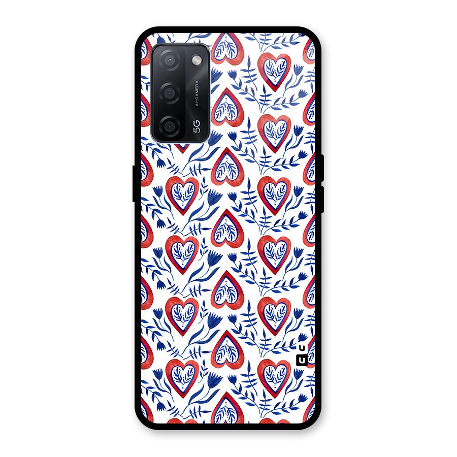 Wrapping Hearts Pattern Glass Back Case for Oppo A53s 5G