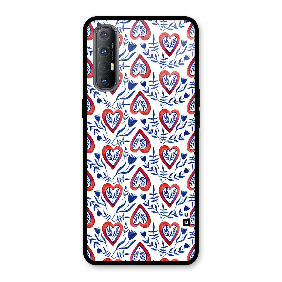 Wrapping Hearts Pattern Glass Back Case for Oppo Reno3 Pro