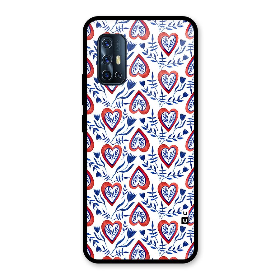 Wrapping Hearts Pattern Glass Back Case for Vivo V17