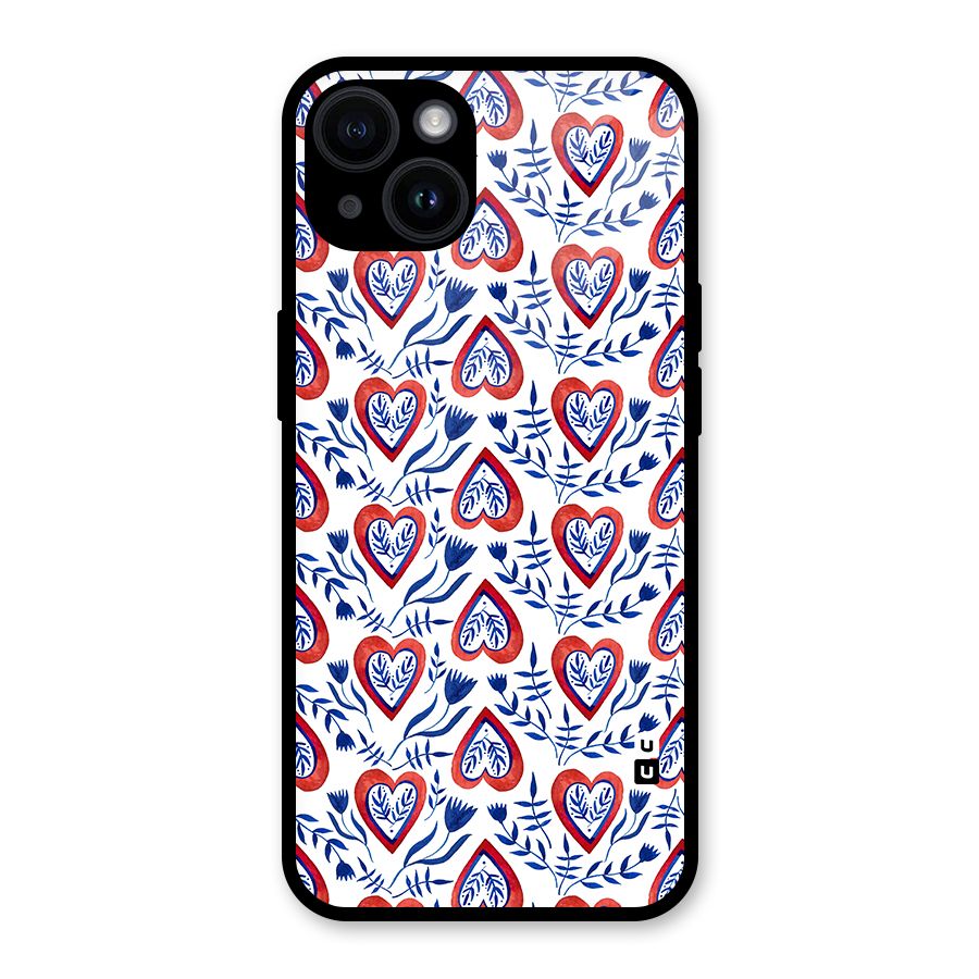 Wrapping Hearts Pattern Glass Back Case for iPhone 14