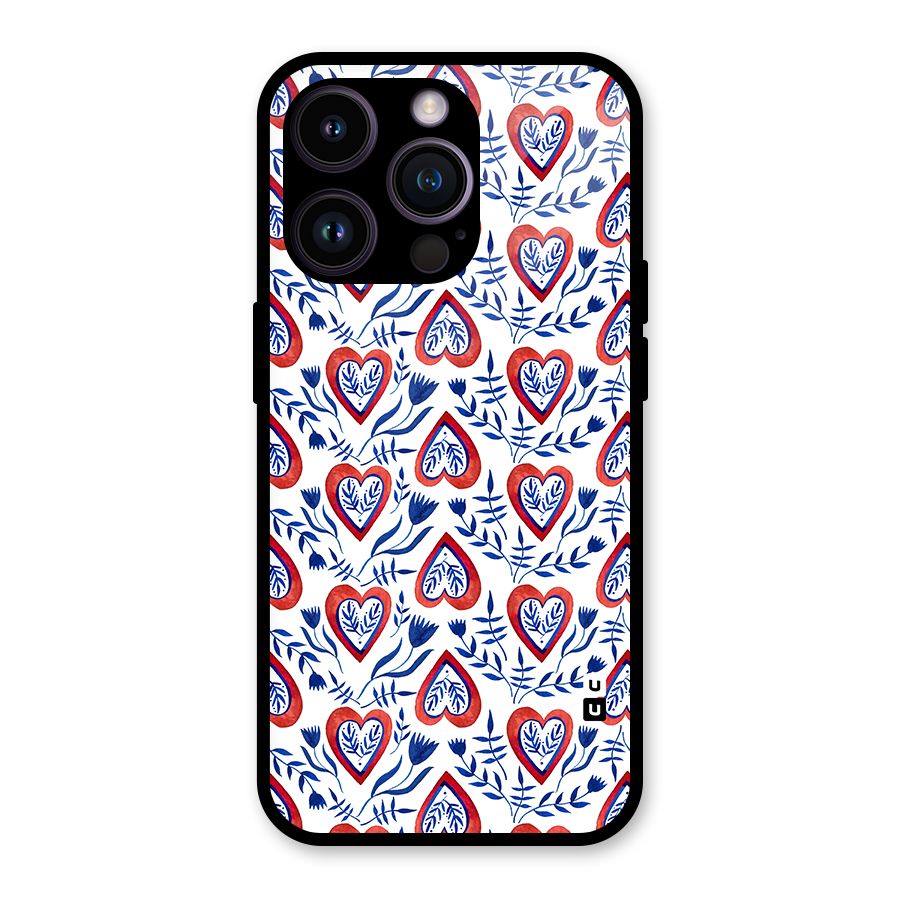 Wrapping Hearts Pattern Glass Back Case for iPhone 14 Pro