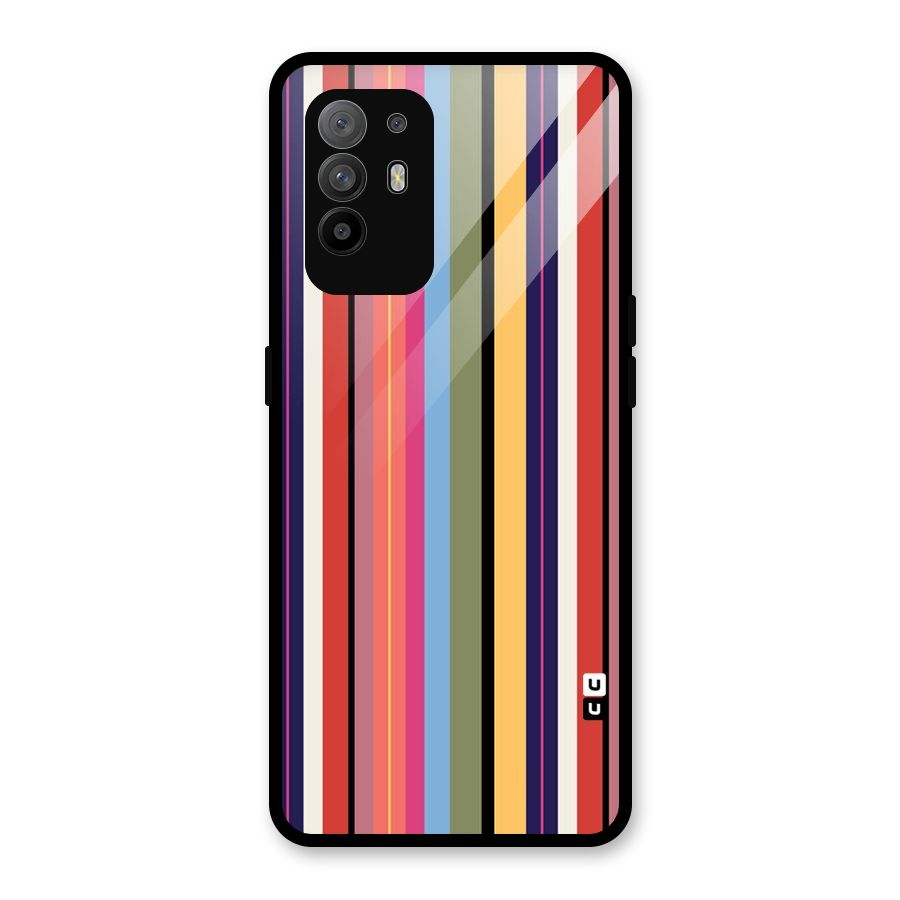 Wrapping Stripes Glass Back Case for Oppo F19 Pro Plus 5G