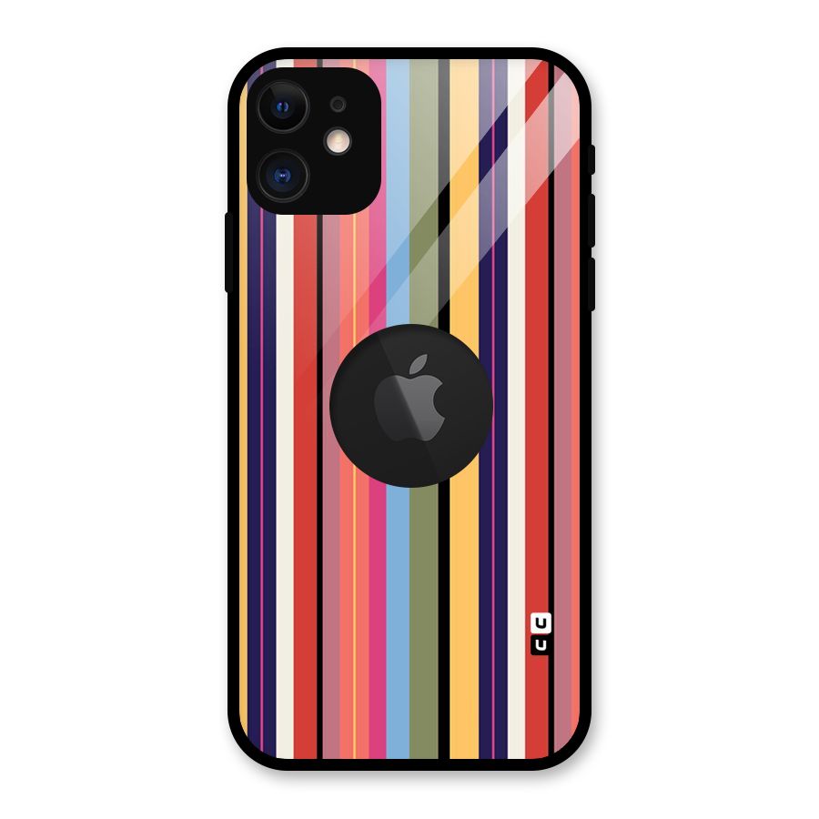 Wrapping Stripes Glass Back Case for iPhone 11 Logo Cut