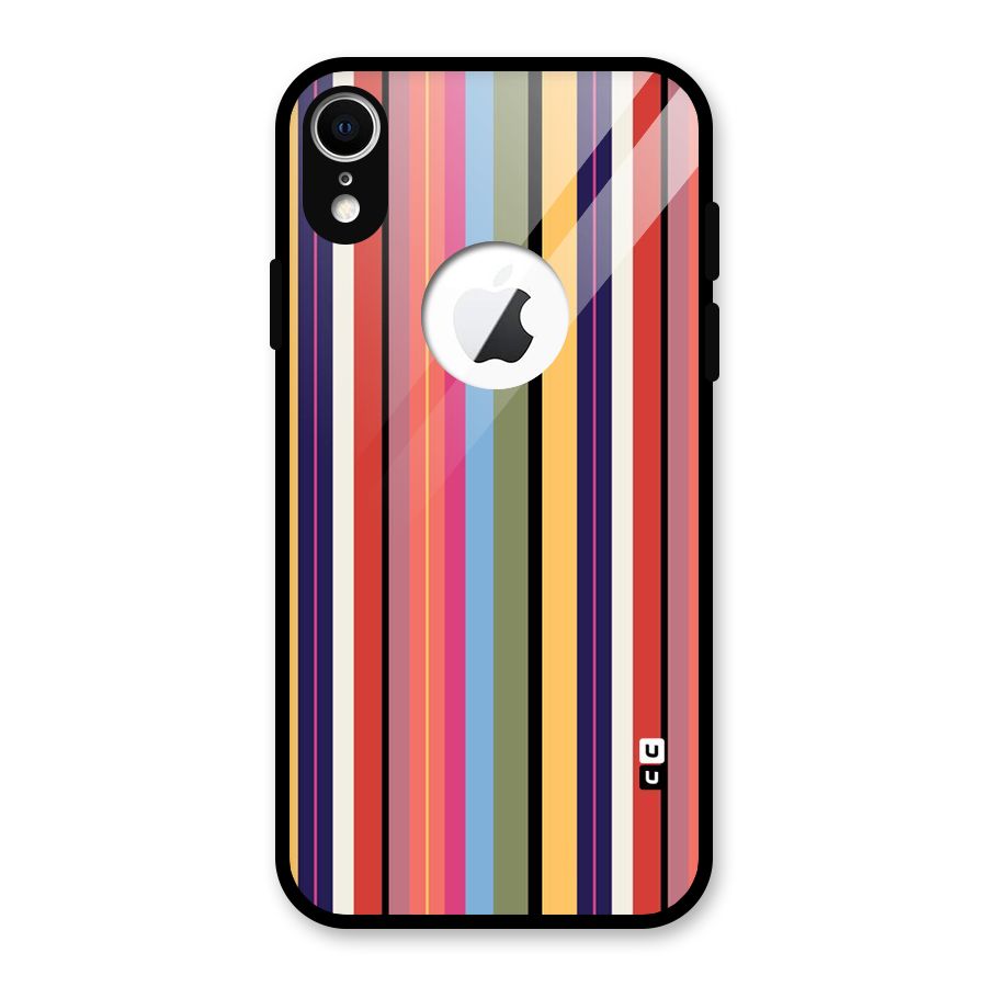 Wrapping Stripes Glass Back Case for iPhone XR Logo Cut