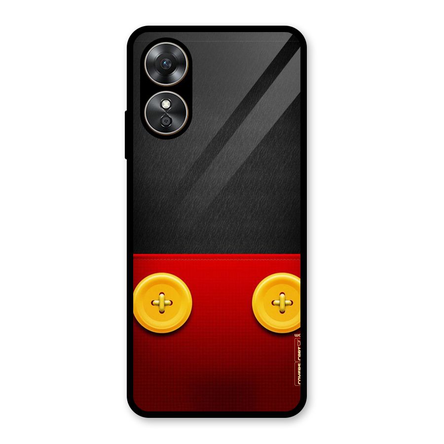 Yellow Button Glass Back Case for Oppo A17