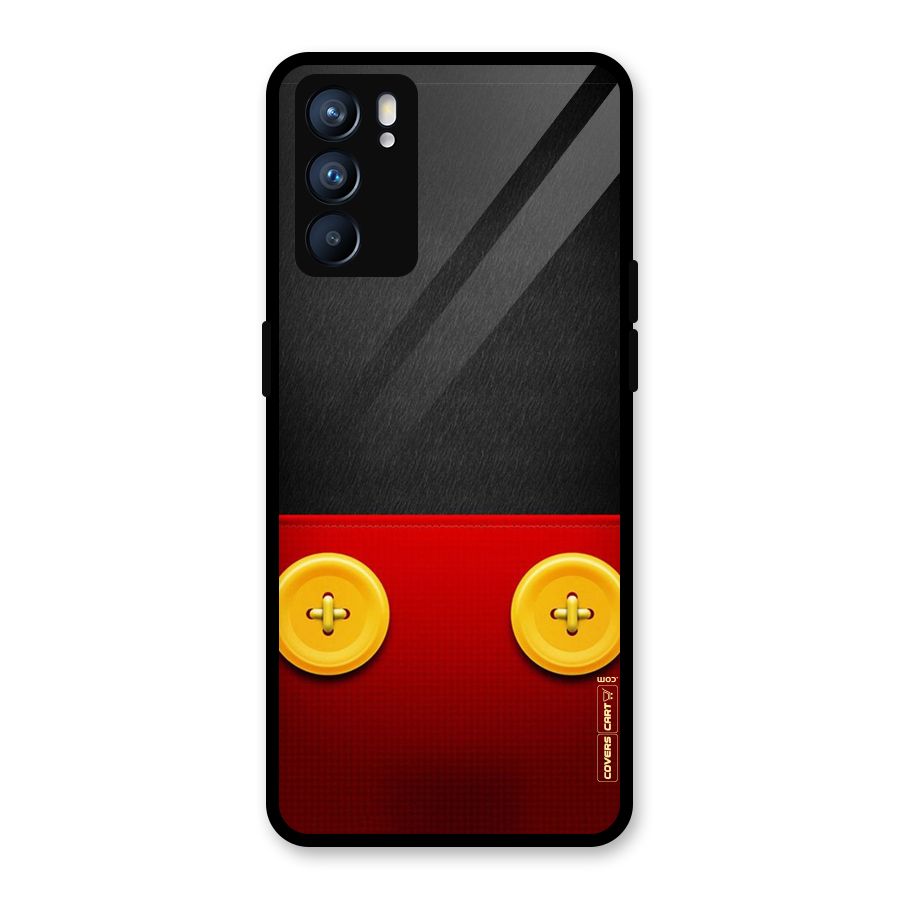Yellow Button Glass Back Case for Oppo Reno6 5G