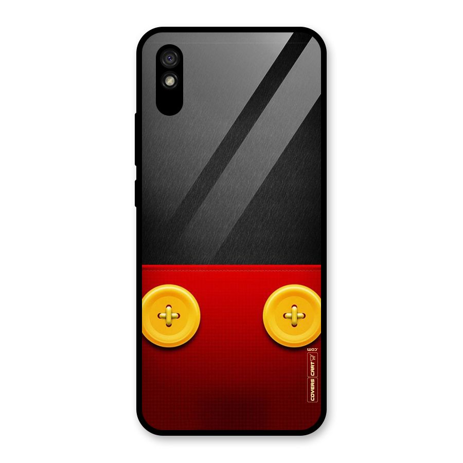 Yellow Button Glass Back Case for Redmi 9i