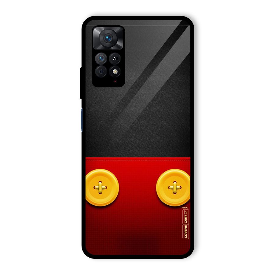 Yellow Button Glass Back Case for Redmi Note 11 Pro