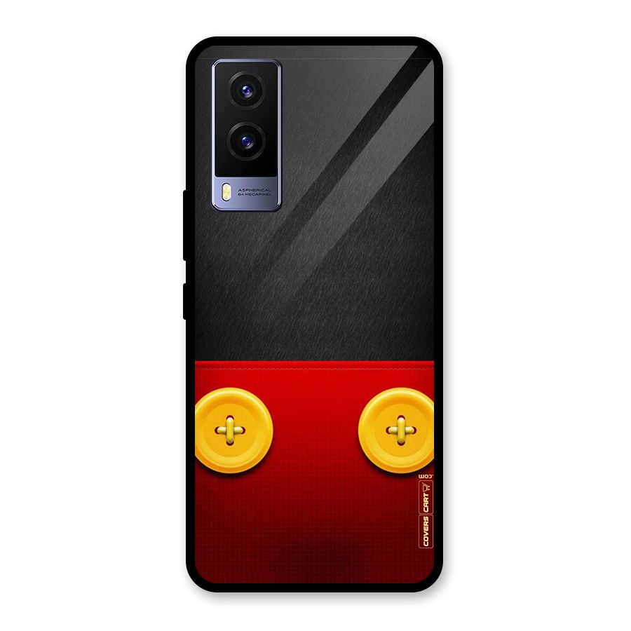 Yellow Button Glass Back Case for Vivo V21e 5G