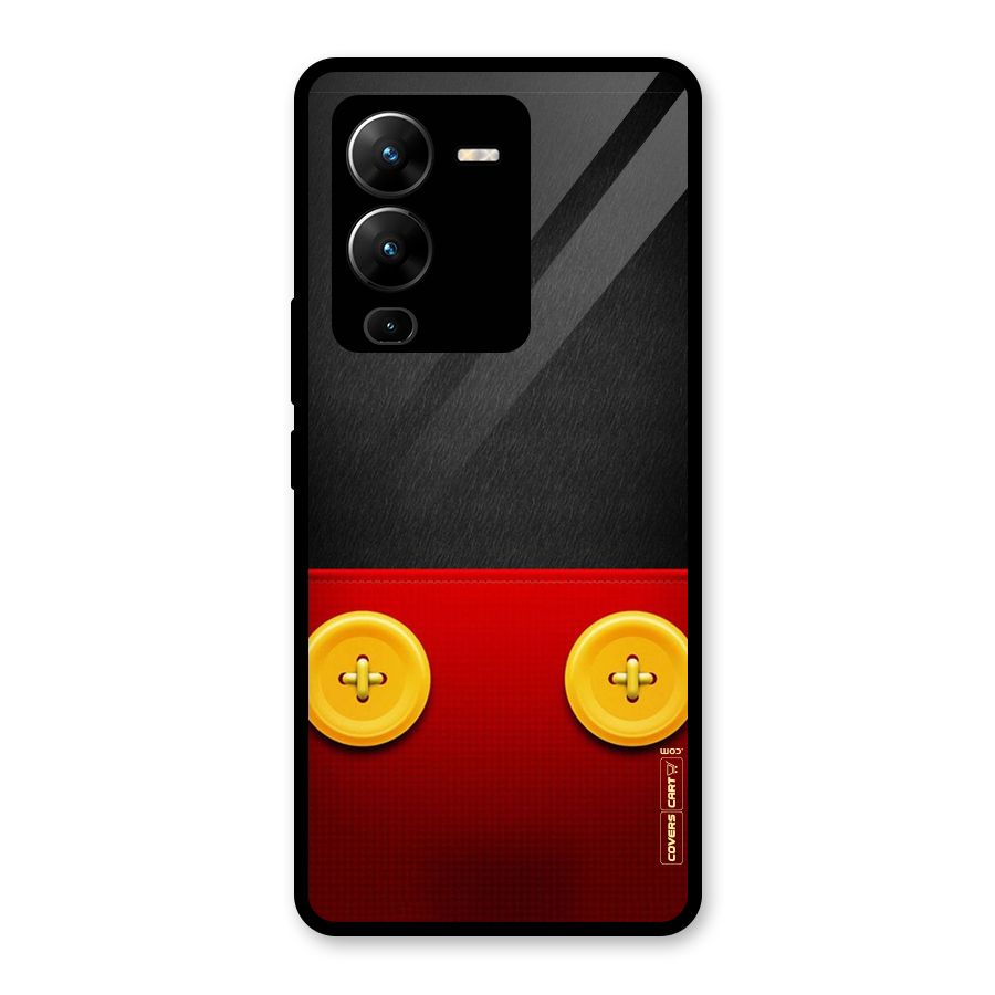Yellow Button Glass Back Case for Vivo V25 Pro