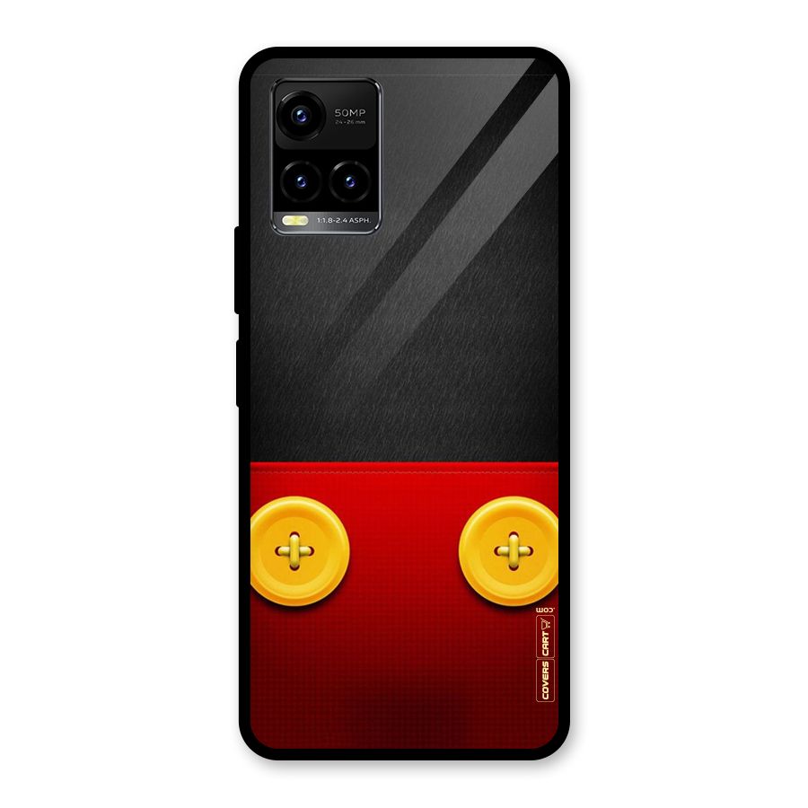 Yellow Button Glass Back Case for Vivo Y21A
