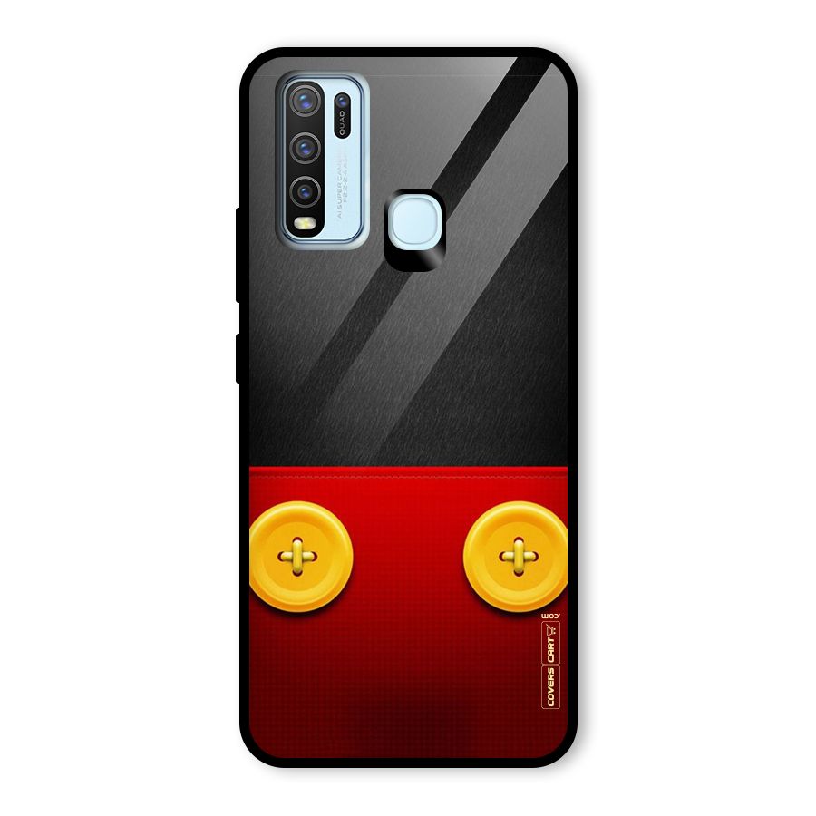 Yellow Button Glass Back Case for Vivo Y30