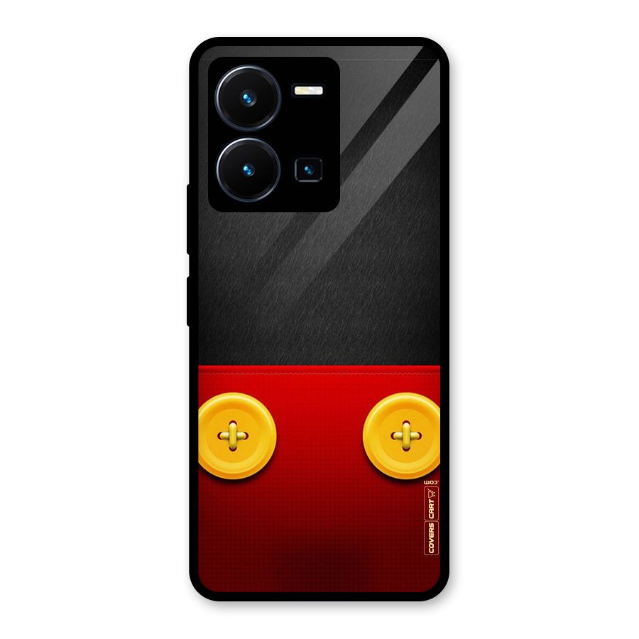 Yellow Button Glass Back Case for Vivo Y35