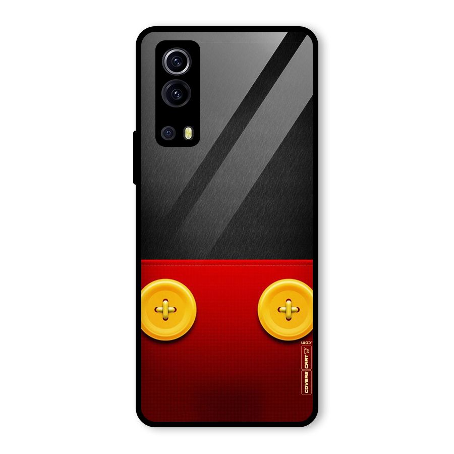 Yellow Button Glass Back Case for Vivo iQOO Z3