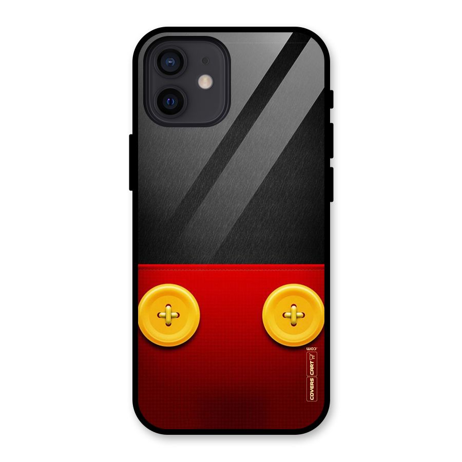 Yellow Button Glass Back Case for iPhone 12