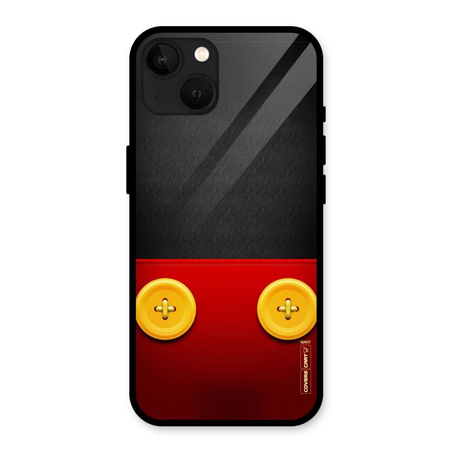 Yellow Button Glass Back Case for iPhone 13