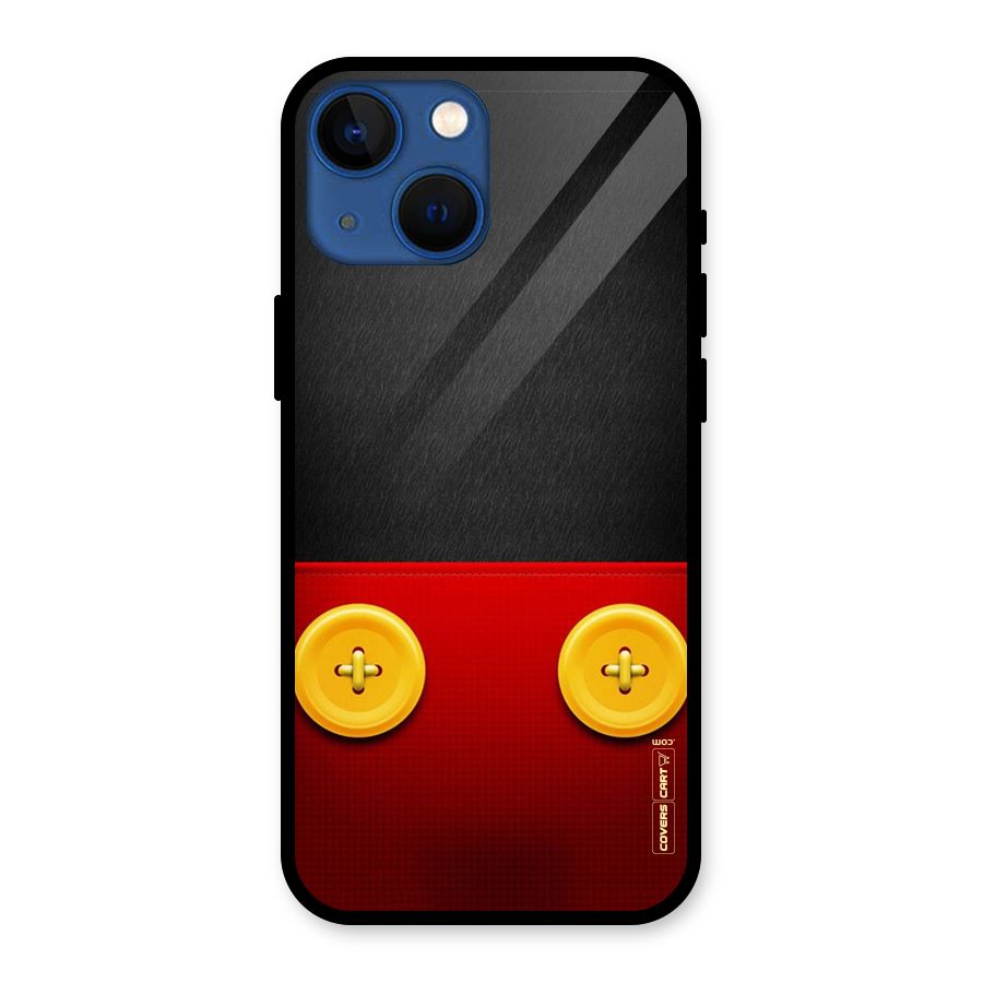 Yellow Button Glass Back Case for iPhone 13 Mini