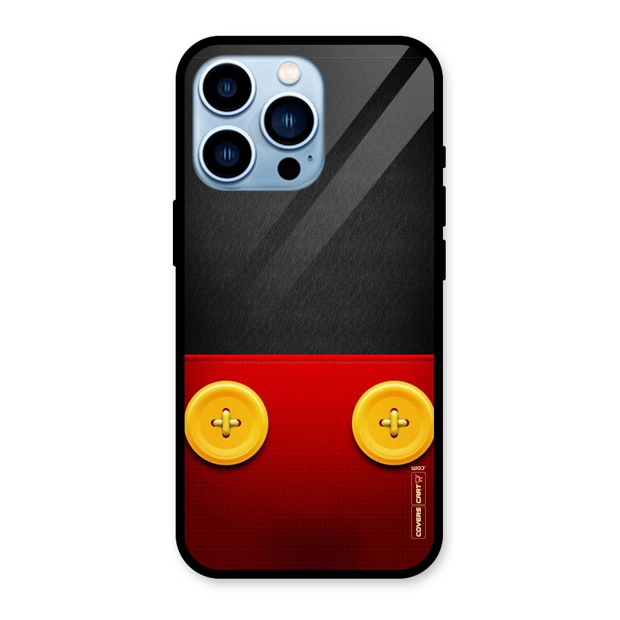 Yellow Button Glass Back Case for iPhone 13 Pro