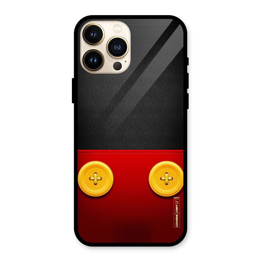 Yellow Button Glass Back Case for iPhone 13 Pro Max