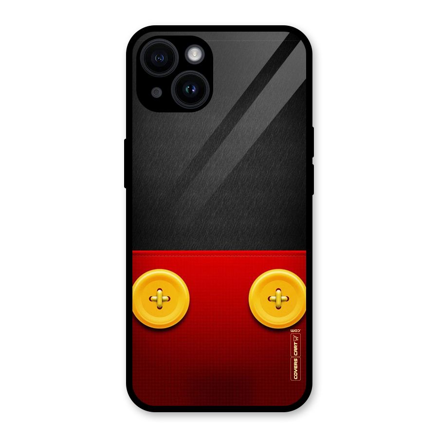 Yellow Button Glass Back Case for iPhone 14