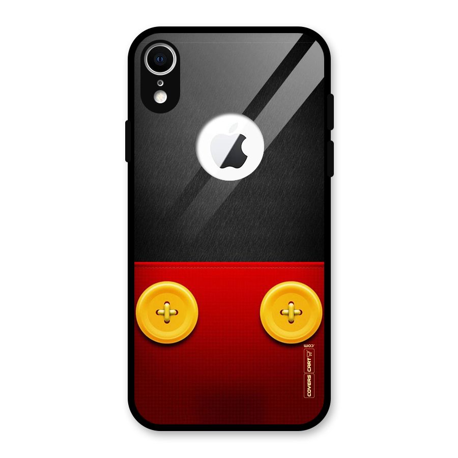 Yellow Button Glass Back Case for iPhone XR Logo Cut