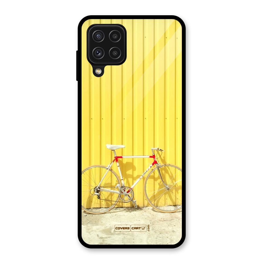 Yellow Cycle Classic Glass Back Case for Galaxy A22 4G