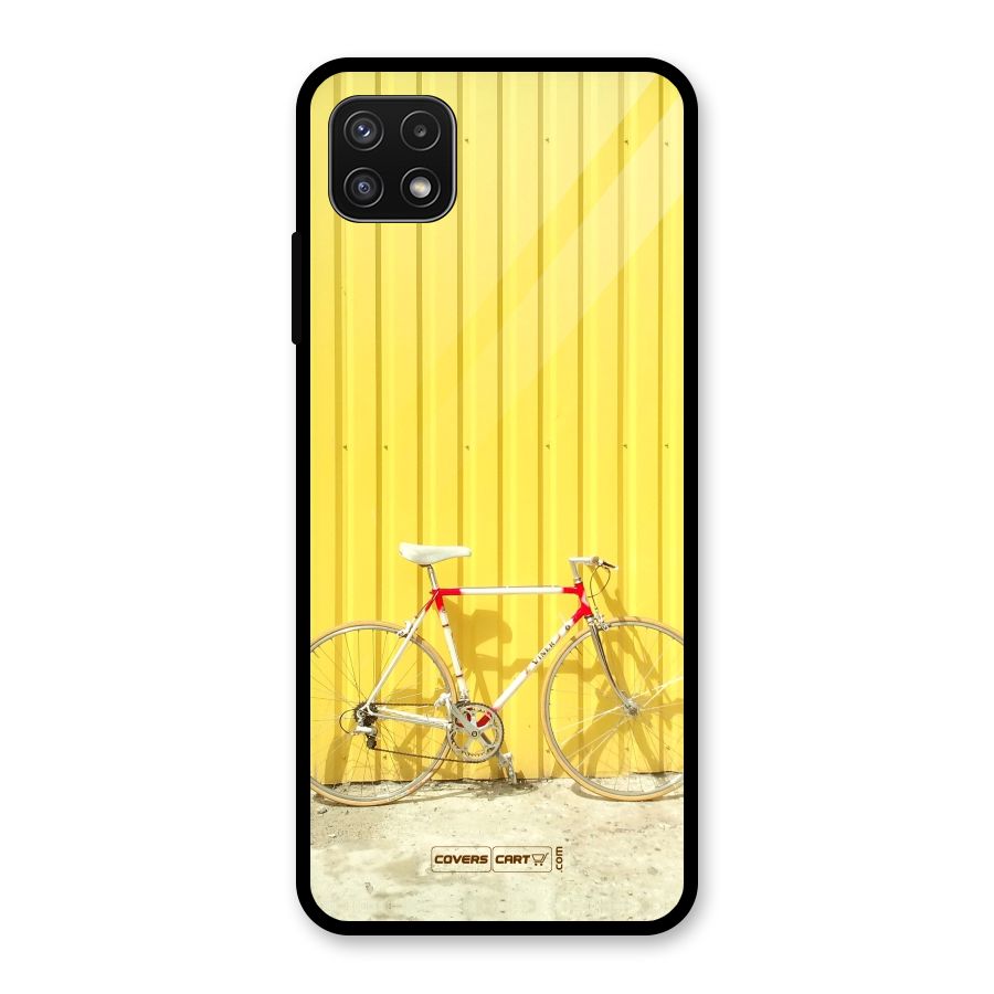 Yellow Cycle Classic Glass Back Case for Galaxy A22 5G
