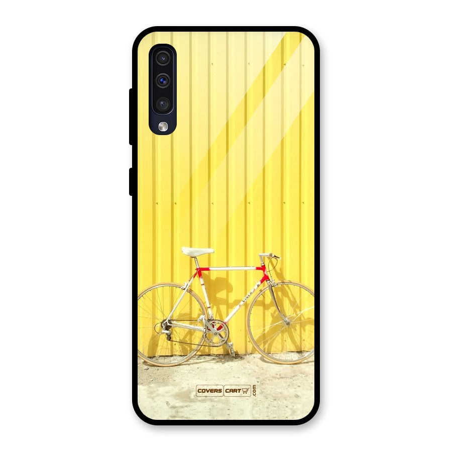 Yellow Cycle Classic Glass Back Case for Galaxy A30s