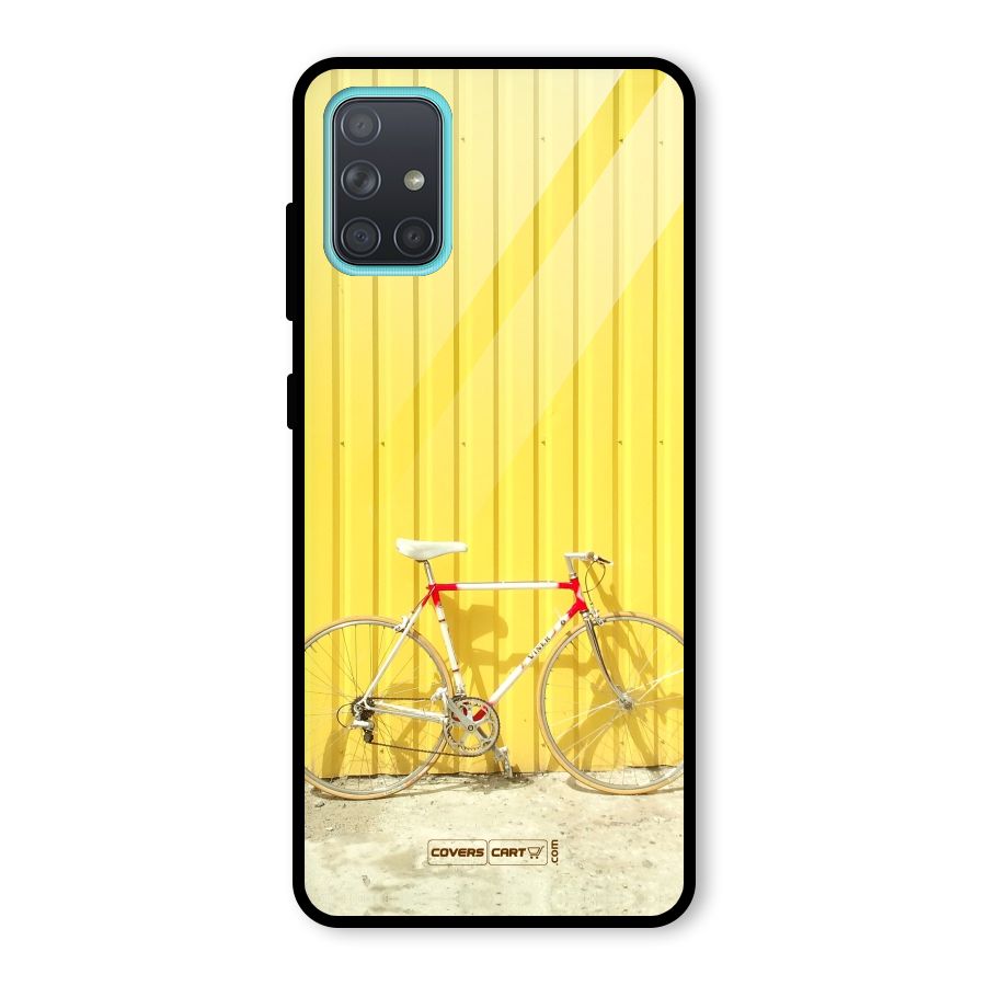 Yellow Cycle Classic Glass Back Case for Galaxy A71