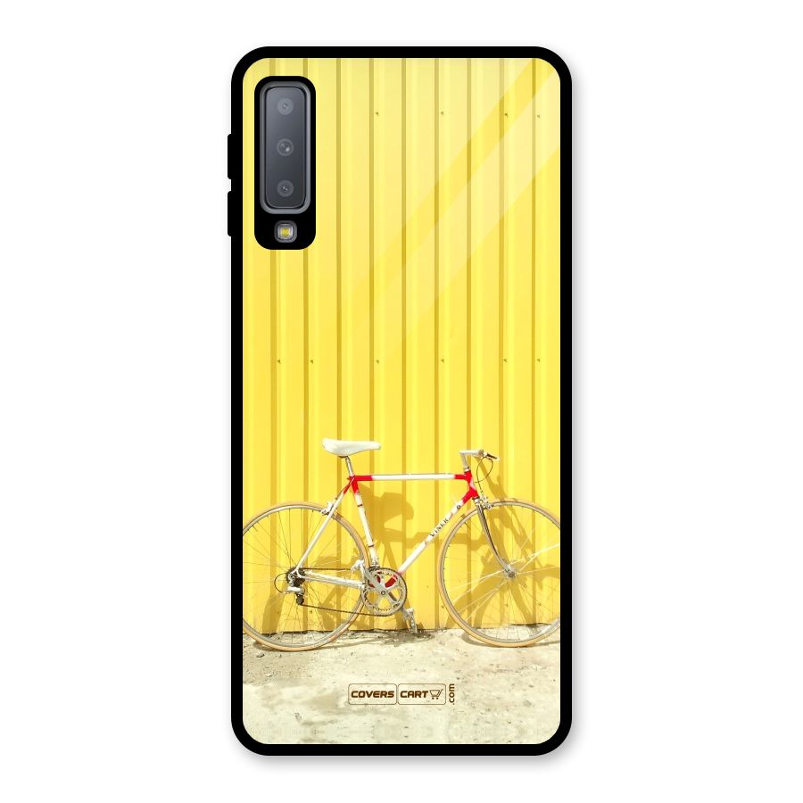 Yellow Cycle Classic Glass Back Case for Galaxy A7 (2018)