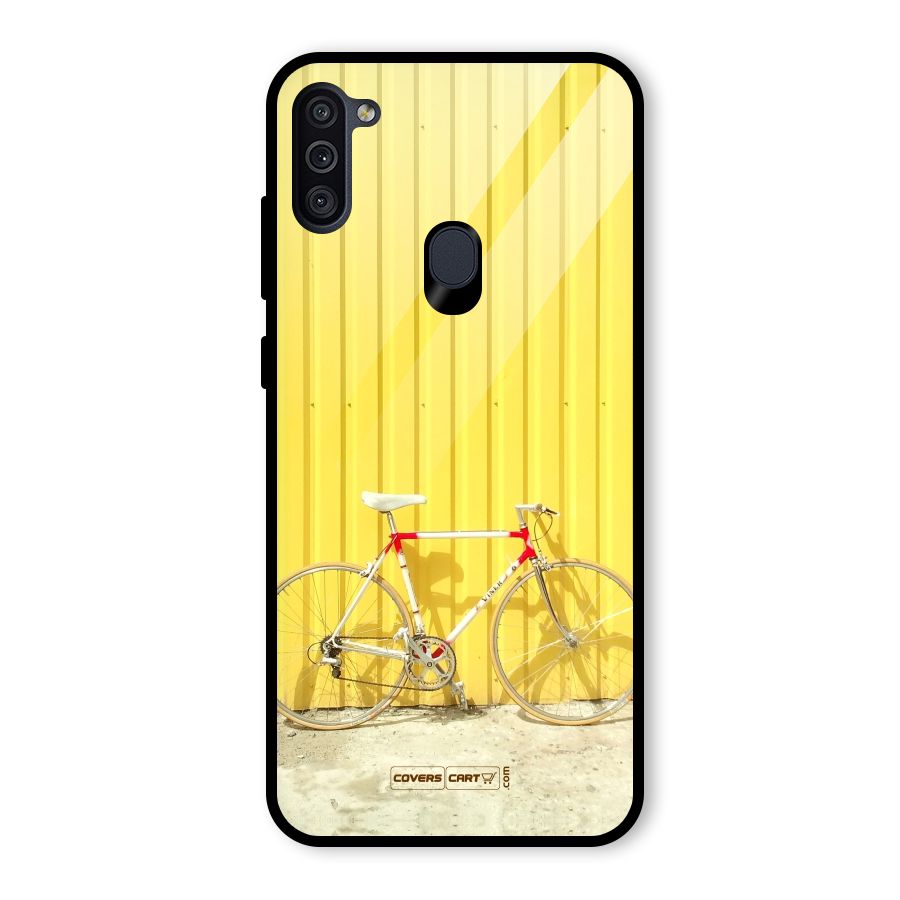 Yellow Cycle Classic Glass Back Case for Galaxy M11